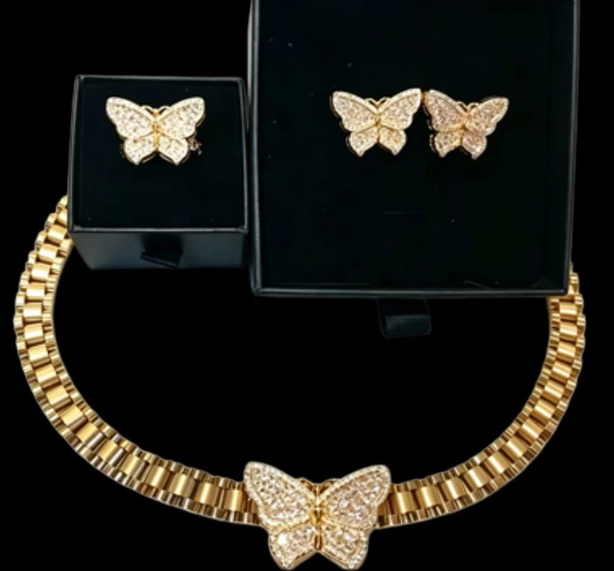 New Baddie Pink CZ Butterfly Set 🎀