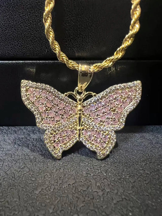 Thin Rope Pink Butterfly Chain 🏆